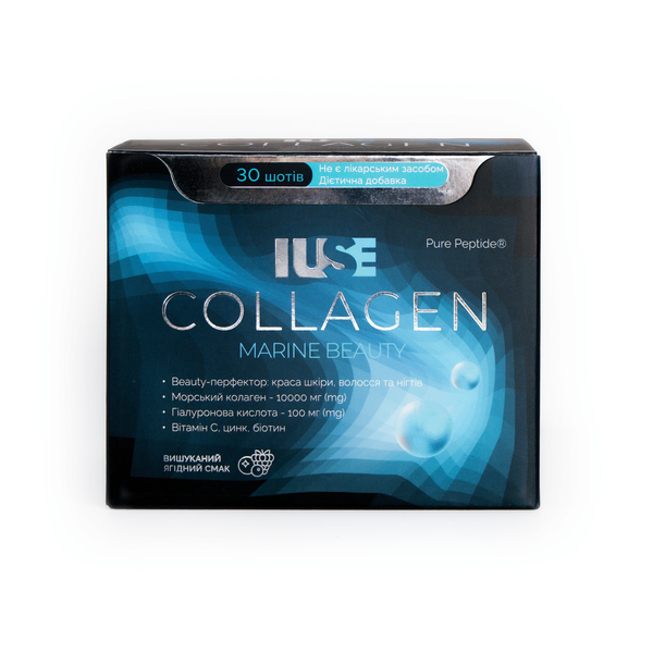 Дієтична добавка &ndash; преміальний морський колаген IUSE Collagen Marine Beauty для краси шкіри, волосся та нігтів. Набір із 2 упаковок (30 шотів &times; 2). 000002567 фото